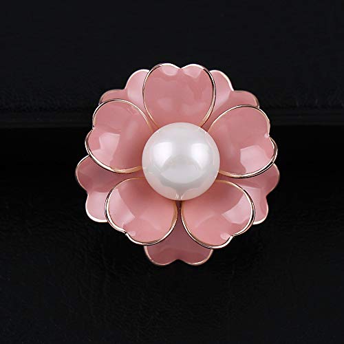 Women's Flower Pearl Enamel Brooch Pins for Ladies Jewelry - color: Pink