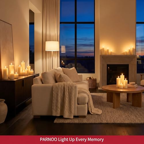 Unscented Pillar Candles - Set of 4 Ivory Candles - 3x6 Slow Burning Candles for Weddings & Table Centerpieces - Large Pillar Candles, PARNOO - color: Ivory