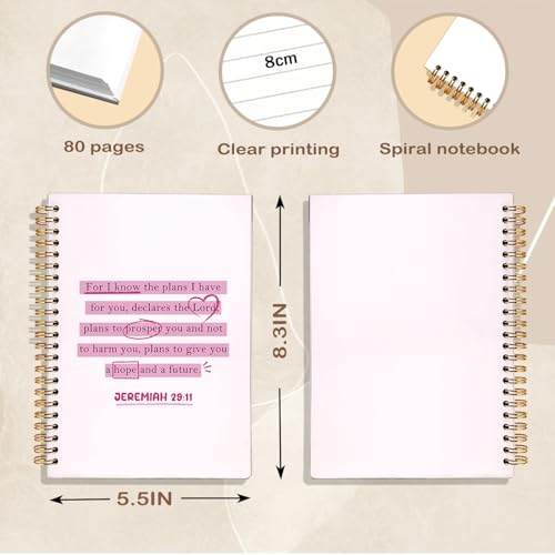 Pink Preppy Christian Spiral Notebook Journal, Jeremiah 29:11 Bible Prayer Journal for Women, Christian Gifts for Women, Religious Scripture Notebook, 5.5x8.3 Inch - color: 02-bible Prayer Jeremiah 29:11