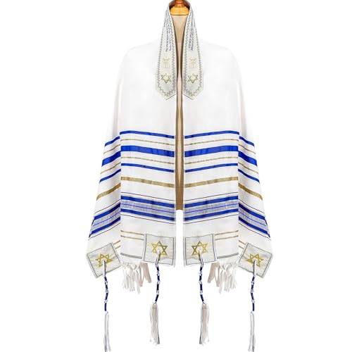 blue men's prayer shawl Christian prayer scarf jewish tzitzit tallit cloth rainbow jerusalem clothes Israel design