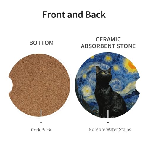 Cat 2 Pack Car Cup Holder Coasters Absorbent Ceramic Drink Coasters - color: Red