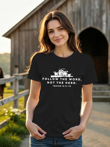 Western Christian Shirts for Women Jesus Bible Verse Religious Tshirt - color: Black, size: X-Large