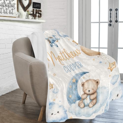 Personalized Baby Blanket with Name, Teddy Bear Nursery Blanket - color: Baby Blanket #14