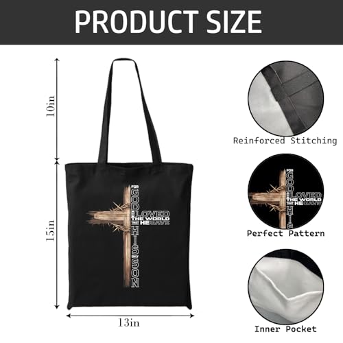 Chicimln Christian Goose Tote Bag, off to Praise the Lord Bible Verse Canvas Tote Bags - color: Black 01