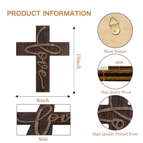 Love Biblical Verse Cross Wall Decor - Christian Wooden Cross - Christian Wooden Hanging Decorations for Home Easter Christmas Farmhouse Kids Room, 8x10 Inches -A08 - color: A love