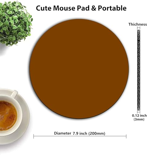 Brown Round Mouse Pad Portable, Circular Blank Desk Mat for Laptop - color: Brown Color