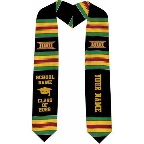 MDPrints Global Kente Graduation Sash 2026, Black Girl Magic Graduation Sash 2026, Class of 2026 Graduation Gift - color: Kente Pp01