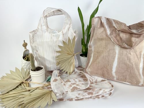 Pure Sage Reusable Grocery Bag - Stylish Shopping Bags for Groceries - Foldable Tote Bag - color: Natural