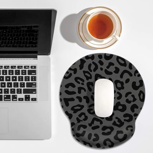 Britimes Ergonomic Mouse Pad with Wrist Support, Leopard Chic - color: Black Grey Leopard
