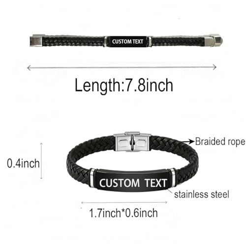 Adjustable Leather Christian Bracelet For Men, Faith Religious Gifts - color: PERSONALIZED