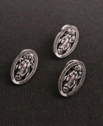 Cottvott Holy Spirit Enamel Dove Lapel Pins/Holy Chalice Pins Catholic Crucifix Jesus Cross Lapel Pins Religious Brooches Women Men Christian Party Favors - color: 5pcs-our lady of grace-silver color