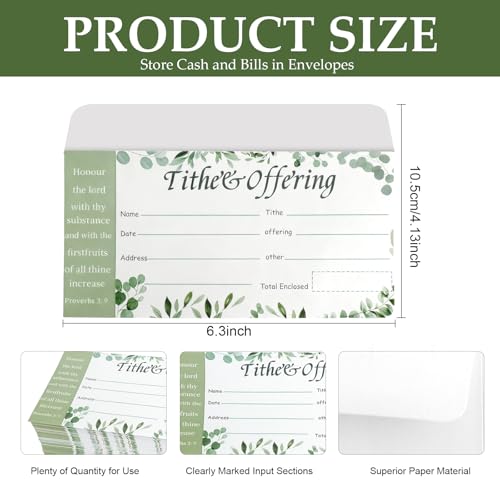 1100 Count Tithe and Offering Envelope, Greenery Church Donation