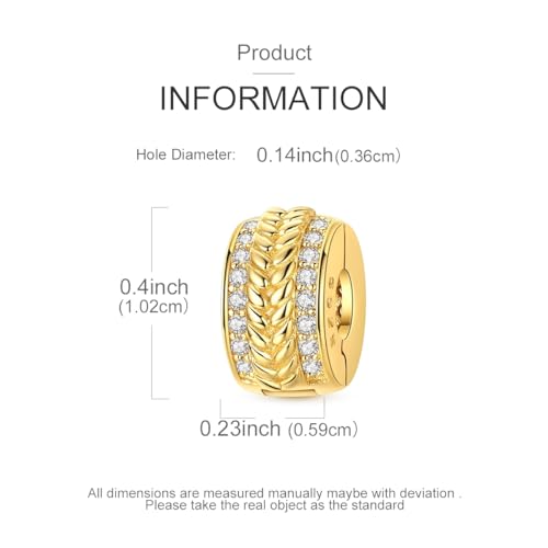 Clip Stopper Beads Fit For Pandora Bracelet, Spacer Charms For Bracelets - color: Gold Clip-2Pack