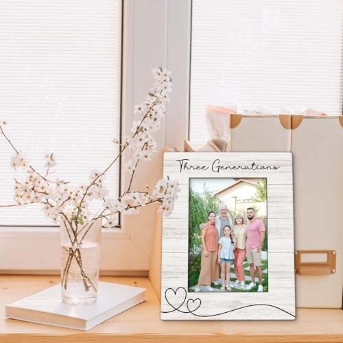 Three Generations Picture Frame 5x7, Family Photo Frame, Family Birthday Christmas Gifts for Parents Grandparents, 3 Generations Wooden Picture Photo Frames for Desk Home Room Decor - color: three generations