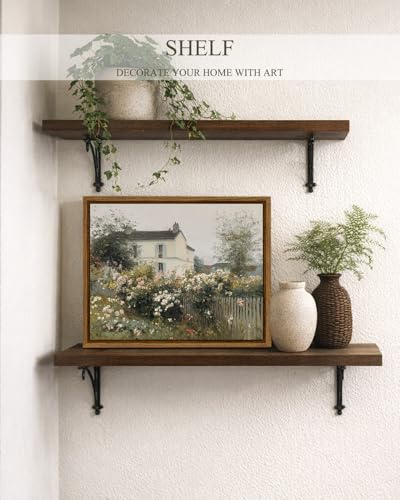 InSimSea Framed Canvas Wall Art, French Country Rose Garden, 10x8 Inch - color: Fence and Farmhouse