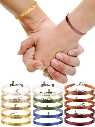 Sureio 15 Pcs Christian Bracelet Scripture Bible Verse Gift - color: Assorted Color