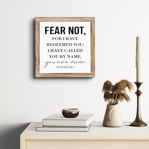 SUSZDOU Scripture Sign, Isaiah 43:1, Rustic Wooden Plaque, 9.8x9.8 Inch, Pine, Tabletop Decor - color: Christian 01