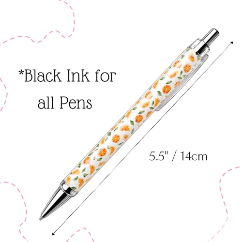 8PC Orange Fruit Theme Pens Bulk Gift Set Cute Fruity Zest Summer Fall Teacher Nurse Desk Accessories Journal Writing Pen Party Favors Supplies Thanksgiving Appreciation Gifts for Women Men Adults - style: Orange