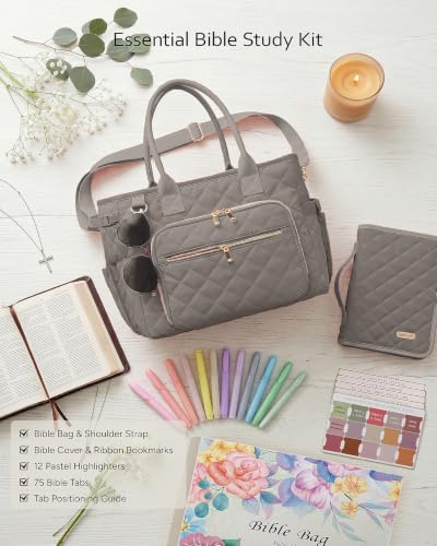 BellaHold Large Bible Bag with Bible Cover Case for Women - color: Taupe