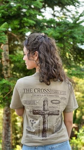 Kerusso Unisex Christian Crewneck Short Sleeve Graphic T-Shirt Cotton Cross Blueprint - size: Small