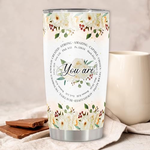 Personalized Christian Tumbler Custom Initials Name Stainless Steel Double Wall Vacuum Insulated Cup 20oz 30oz Birthday Christmas Inspirational Cups For Women - color: You Are