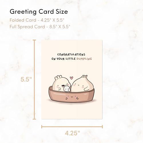 New Baby Card - Punny Funny Greeting Card New Parents, Mom-to-Be, Baby Shower, Congrats, Pregnancy Announcement, Blank Inside (Congratulations On Your Little Dumpling) - color: Congratulations On Your Little Dumpling