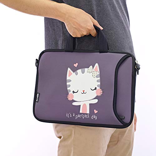 RICHEN 11 11.6 12 12.5 13 inches Case Laptop/Chromebook/Notebook PC Tablet Travel Case Neoprene Handle Sleeve with Shoulder (11-13.3 inch, Cute Cat) - color: Cute Cat, size: 11-13.3 inch