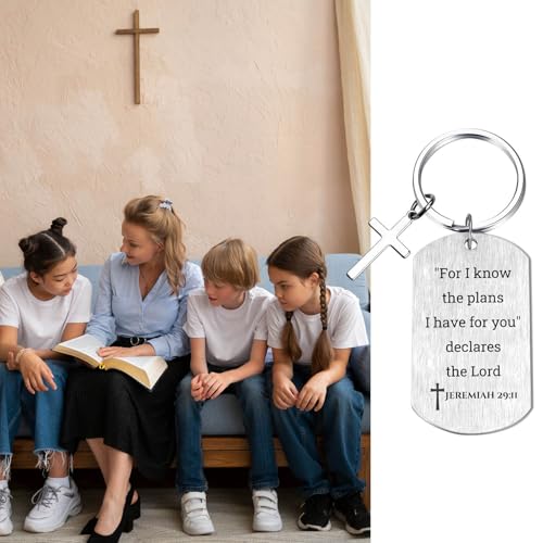 Inspirational Scripture Keychain with Cross - Bible Verse Matte Key Chain Religious Gift for Christian - style: Jeremiah 29:11
