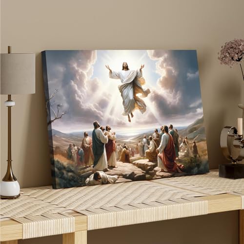 Ascension of Jesus Canvas Wall Art Christian Prayer Motivational Wall Decor Poster Print Jesus Christ Modern Religious Painting Posters - color: Ascension of Jesus, size: 8x12in Frameless Canvas Painting