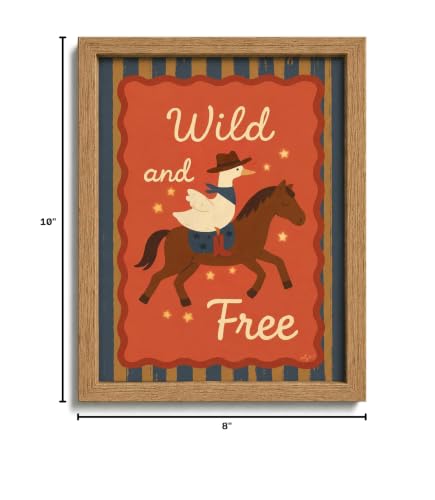 Funny Cowboy Goose Canvas Wall Art Solid Wood Framed 8X10in - color: Cowboy Duck, size: 10"L x 8"W