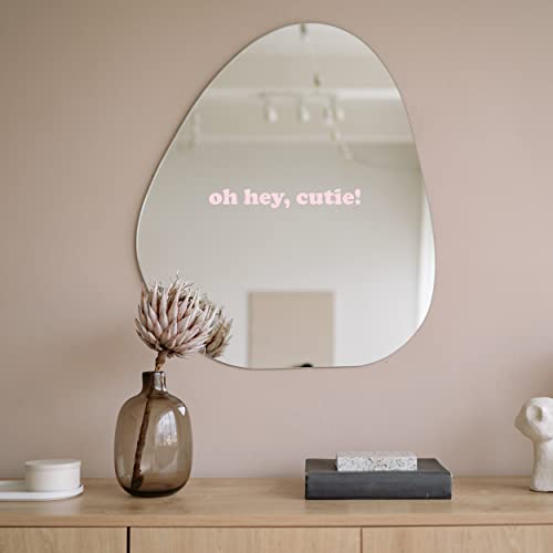 Pink Motivational Mirror Decals - Set of 8 Inspiring Quotes Wall Decals for Bathroom Mirror Bedroom Kitchen Dorm Apartment Wall Stickers - color: Pink Motivational