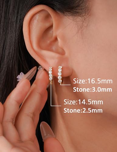 IMOLOVE Huggie earrings for women Ear Cuff Moissanite Stud Earrings Hypoallergenic Earrings for Women Sterling Silver with 18K White Gold Plated Earrings - color: 14.5mm Small Hoop-Yellow