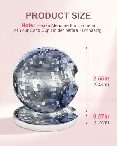 Swooflia 2 Pack Absorbent Ceramic Car Coasters for Women - color: Silver Ball