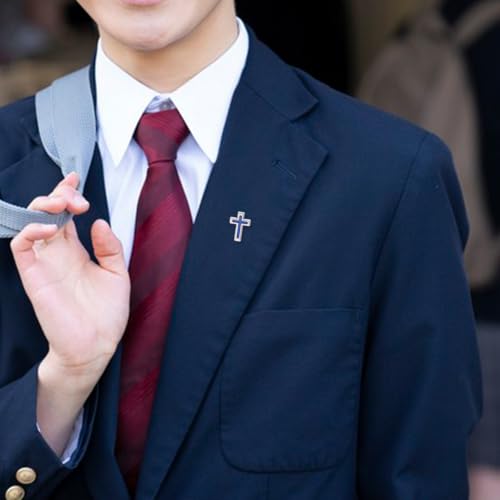 GALPADA 2pcs Holy Communion Brooch Cross Lapel Pin for Men Gold Cross Suit Pin Religious Brooch for First Holy Communion Baptism Eucharist Church Formal Wear