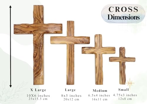 Wall Cross, Wooden Crosses from Bethlehem, Holy Land. Olive Wood Crucifix. Hanging Home Decor. Religious Gift for Godparents, Grandchildren, Kids Room Cross, New House, Christmas and Easter Gifts, - size: 4.5"L x 3"W