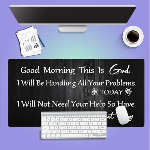 Good Morning This is God Christian Large Mouse Pad, Rustic Wooden Desk Mat - color: Christian Bible Verses Scripture