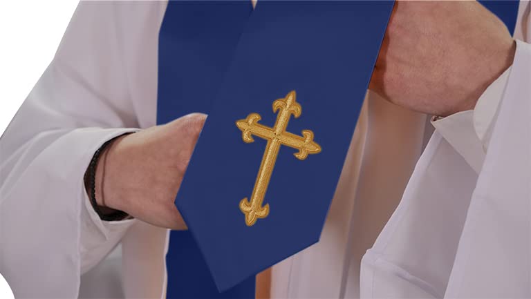 CLERKMANS Choir Stole with Crosses - color: Navy Blue