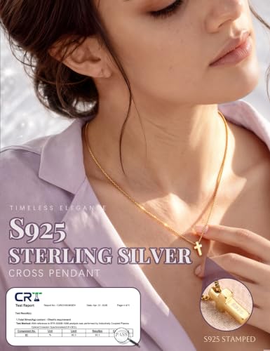 Subiceto Cross Necklace for Women,Small Sterling Silver Cross Pendant - color: Gold-Standard Cross