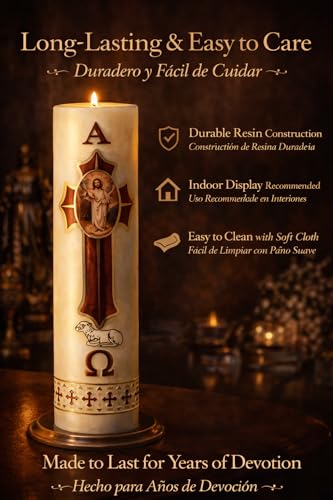 Cirio Pascual Paschal Candle – (6" inches - Regular / 1/4 Kilo) 100% Wax Religious with Alpha & Omega Symbol – Jesus Christ Church Candle for Holy Saturday Vigil, Resurrection & Worship - size: 6" inches - regular / 1/4 Kilo