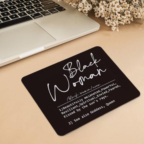 hold fizz Black Women Gifts Mouse Pad, Mouse Pad for Women Desk, Gifts for Black Women Girls, African American Gifts, Square Mouse Pad 9.5x7.9 Inch - color: Black Women