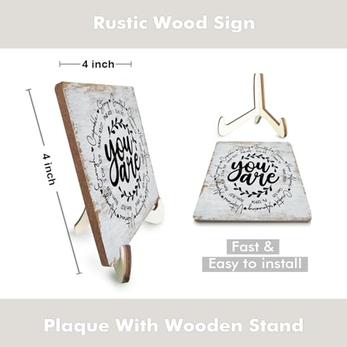 Inspirational Sign Rustic Desk Decor Decorative Christian Encouragement Religious Bible Verse Motivational Decoration for Home Farmhouse Office Bathroom Table Shelf Counter Plaque with Wood Stand - color: multicolour0350