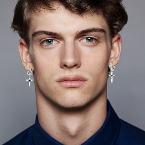 Cross Earrings 925 Sterling Silver Cross Dangle Earrings Christianity Jewelry Gift for Men Women - style: Rice Ears-Silver