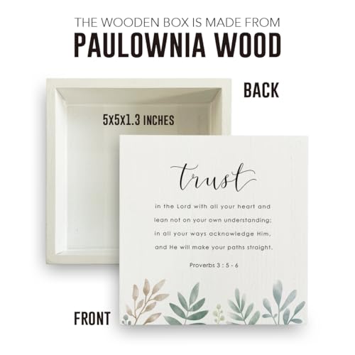 Proverbs 3 5-6, Christian Decor, Bible Verse Motivation Desk Decor, Prayer Closet Essentials Trust in the Lord with All Your Heart Sign Rustic Christian Home Office Desk Wooden Box Sign - color: Trust