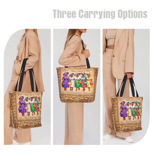 Tote Bag For Women, Tote Bag With Zipper Large Shoulder Bag For Women Travel, Work, Office, College, Nursing - color: Black Woman