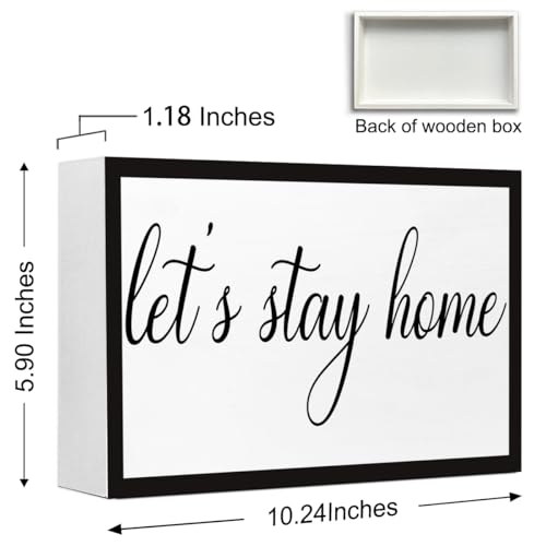 Let is Stay Home Sign Wood Box,Funny Rustic Farmhouse Home Sign Wooden Block for Shelf Tabletop Desk Decor - style: Let is Stay Home
