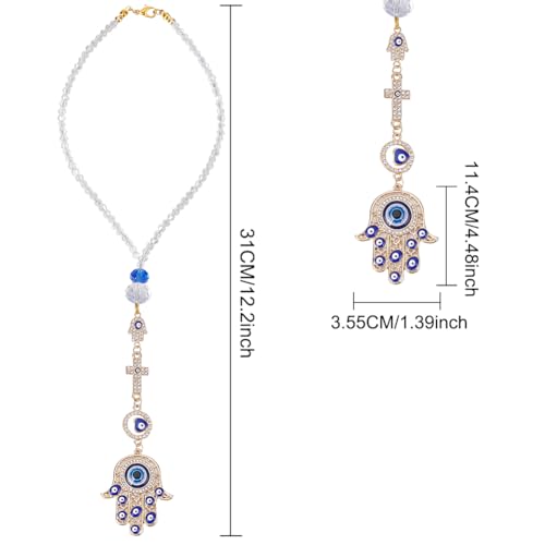1PC Crystal Hanging Suncatchers with Evil Eye Pendant with Alloy Lobster Clasps Suncatcher Car Charm Gift Good Luck Spiritual Rearview Mirror for Window Car Door Frame Balcony - color: Hand Gold