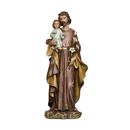 Roman Joseph's Studio St. Joseph with Child Jesus Statue, 10" Religious Tabletop Figure, Renaissance Collection, Faith Decor