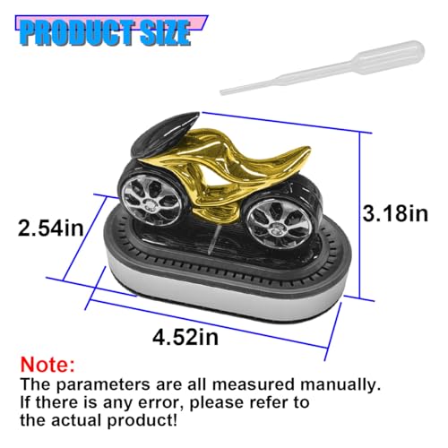 Craedli Solar Powered Diffuser Car Dashboard Decoration, Rotating Motorcycle Design Auto Center Console Ornament with Diffuser Base, Refillable Car Interior Decoration for Home, Office (Silver) - color: Silver