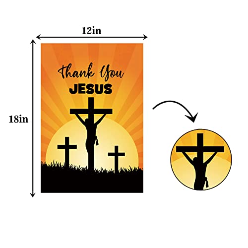 Thank You Jesus Garden Flag - God Christian Passion Week Nativity Yard Decor - God Bless Outdoor Decor - Nativity Religious House Decoration -Double Sided Flag12 x 18 Inch