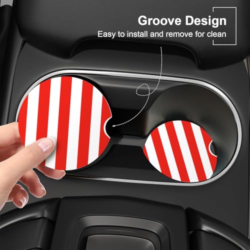 Ceramic Car Coasters – Absorbent Car Cup Holder Coaster Set for Women, Cute Aesthetic Car Accessories for Girls, 2 Pack (Fiery Red) - color: Fiery Red